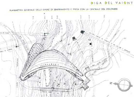 Disegno della diga del Vajont